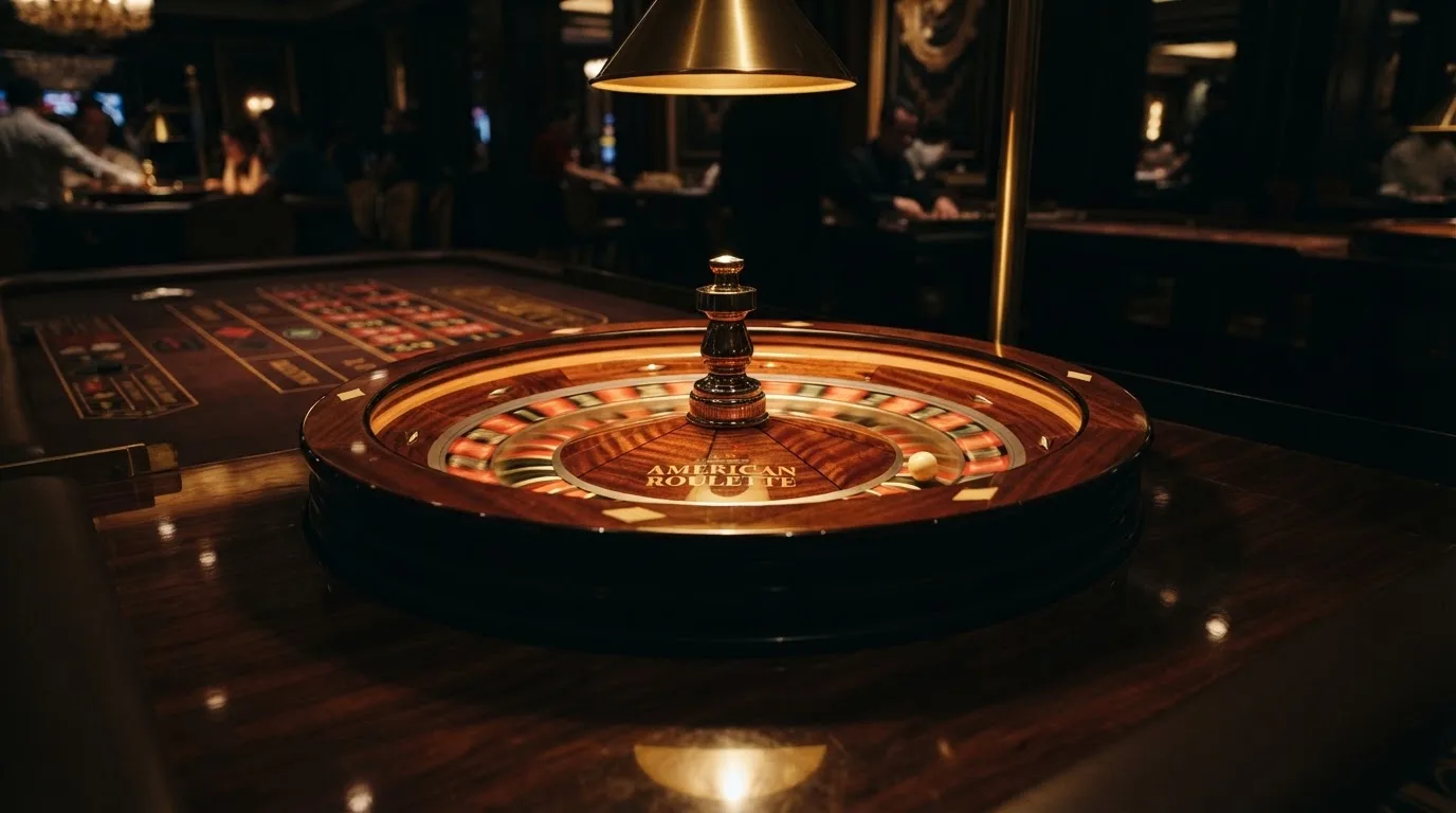 Ett roulettehjul snurrar på ett blankt träbord, den vita kulan glimmar i takljusets guld — svenska casino betala med telefon